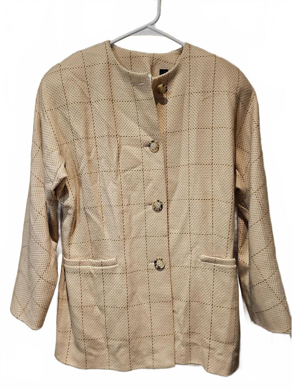 Linda Allard Ellen Tracy Woman's Designer Plaid Wool & Cashmere Blazer Size 4